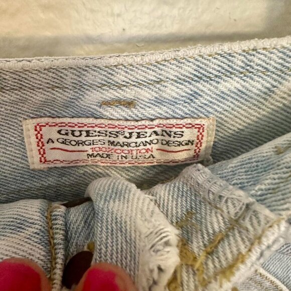 Vintage Guess Acid Washed Jean Skirt high waist 80s 90s sz 28 size 6 denim - Picture 3 of 5
